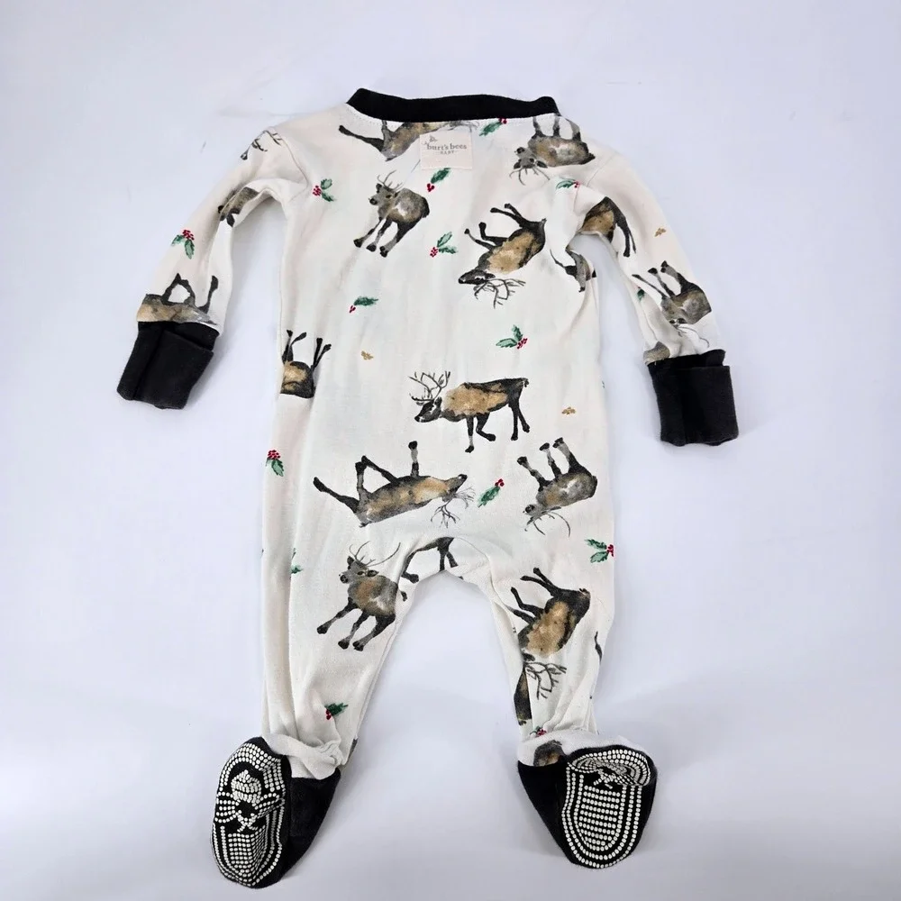 Burt's Bees‎ Baby Sleeper Organic Cotton Holiday Romper Newborn